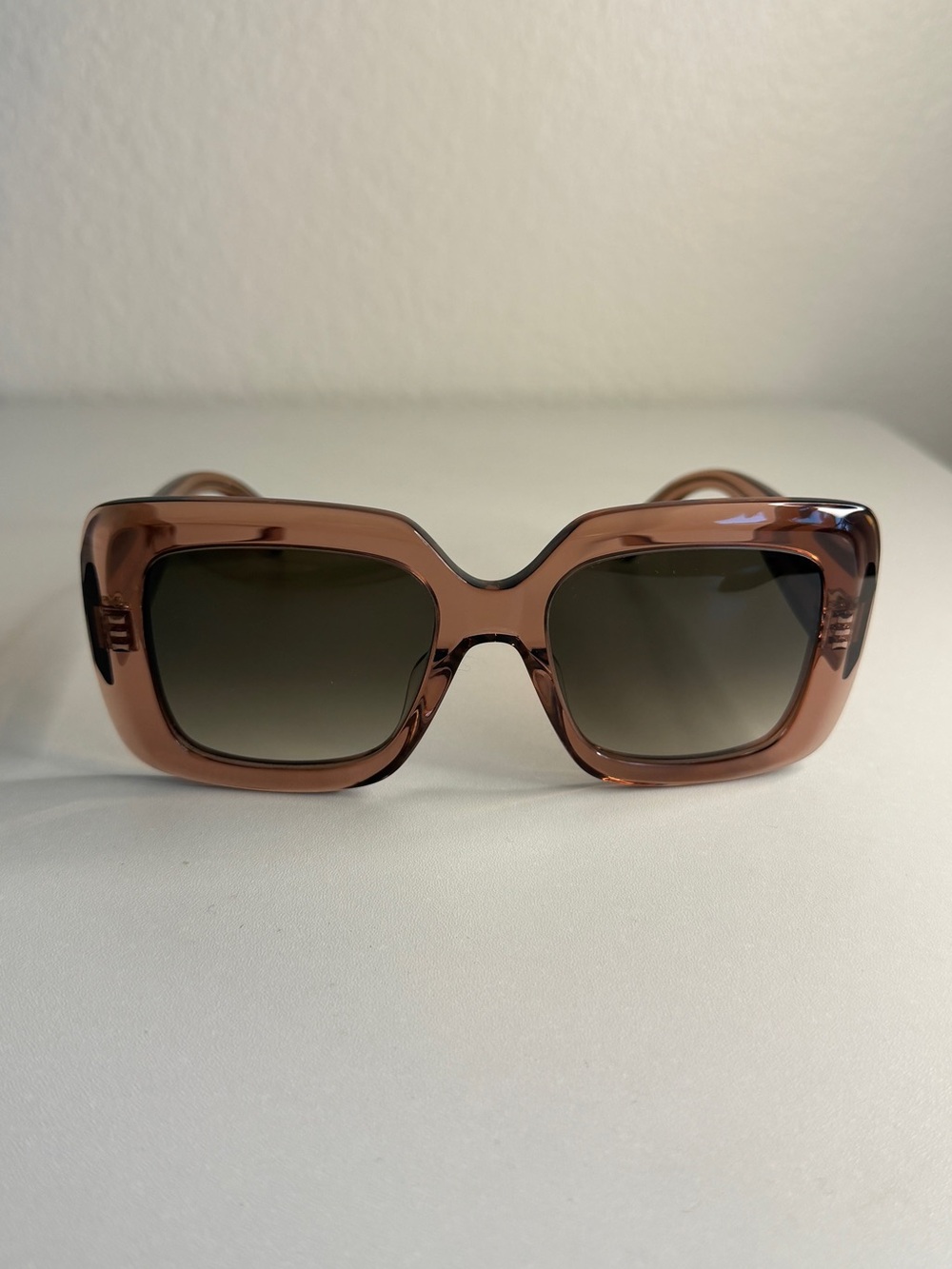 Celine Bold 54mm Oversized Square Sunglasses in Clear Pink